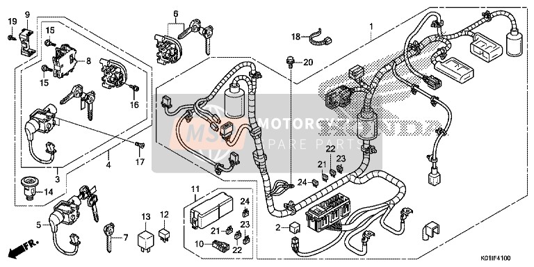 Honda SH125AS 2014 Wire Harness for a 2014 Honda SH125AS